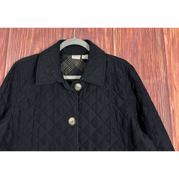 Chico’s Women’s Light Quilted Jacket Black Pockets Button Up Size 3 US 16/18 - Picture 2 of 5